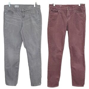 Gap Corduroy Ankle Skinny Jeans Womens Size 29R Gray Mauve Cotton Blend Mid Rise